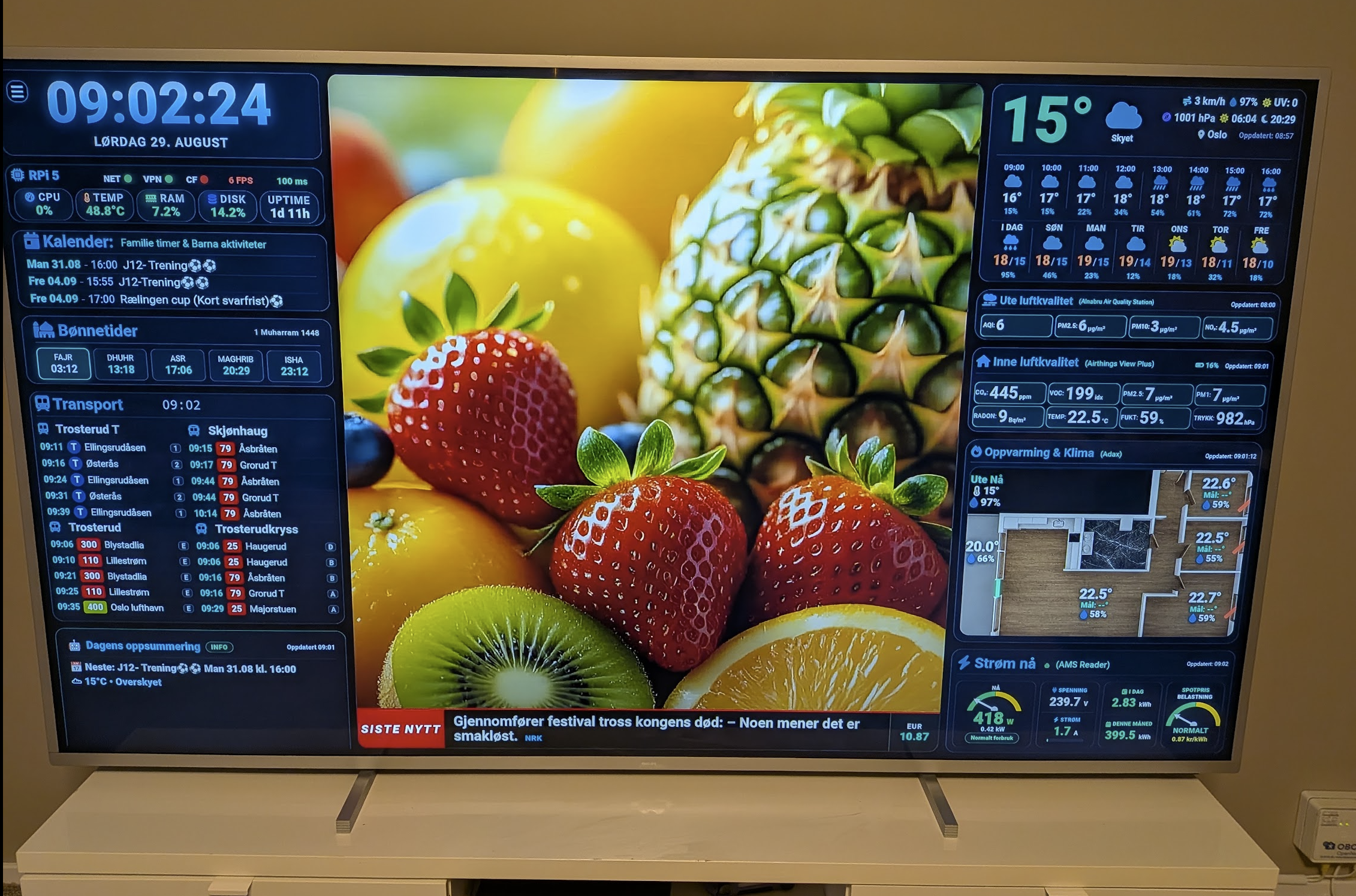 Smart Home and Family Dashboard deployed on the living-room TV